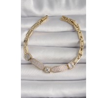 Pirinç Gold Renk Kare Zirkon Taşlı Xuping VIP Seri Kadın Bileklik - TJ-BB6745