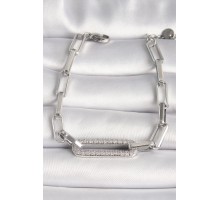 316L Çelik Gümüş Renk Zirkon Taşlı Zincir Kadın Bileklik - TJ-BB6752