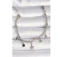 316L Çelik Gümüş Renk Zincir Sallantı Yıldız Figür Kadın Bileklik - TJ-BB6756
