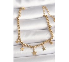 316L Çelik Gold Renk Zincir Sallantı Yıldız Figür Kadın Bileklik - TJ-BB6771