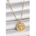 316L Çelik Gold Renk Topçuk Zincir Yılan İşlemeli Zirkon Taş Detaylı Madalyon Model Kadın Kolye - TJ-BKO9844