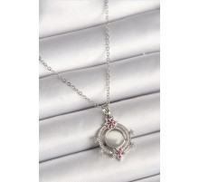 316L Çelik Gümüş Renk Zincir Beyaz Sedefli Zirkon Taşlı Yıldız Detay Kadın Kolye - TJ-BKO9868