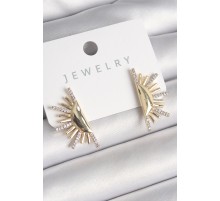 Pirinç Gold Renk Zirkon Taşlı Yarım Güneş Model Kadın Küpe - TJ-BKP10203