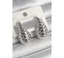 Pirinç Gümüş Renk İşlemeli Damla Model Kadın Küpe - TJ-BKP10219