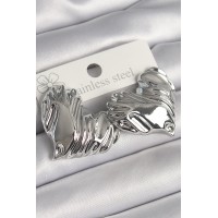 Pirinç Gümüş Renk İşlemeli Kalp Model Kadın Küpe TJ-BKP10224