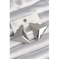 Pirinç Gümüş Renk 3D Üçgen Model Kadın Küpe TJ-BKP10230