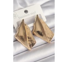 Pirinç Gold Renk İşlemeli Kare Plaka Model Kadın Küpe - TJ-BKP10239