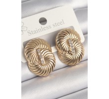 Pirinç Gold Renk Zirkon Taşlı Sarmal Model Kadın Küpe - TJ-BKP10241