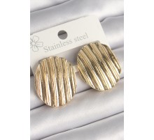 Pirinç Gold Renk İşlemeli Daire Plaka Model Kadın Küpe - TJ-BKP10244