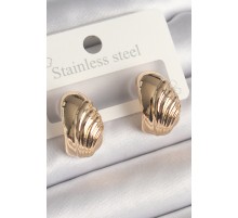 Pirinç Gold Renk İşleme Detaylı Yarım Halka Model Kadın Küpe - TJ-BKP10245