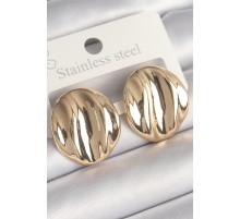 Pirinç Gold Renk İşlemeli Daire Plaka Model Kadın Küpe - TJ-BKP10249