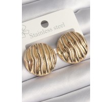 Pirinç Gold Renk İşlemeli Daire Plaka Model Kadın Küpe - TJ-BKP10256