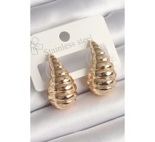 Pirinç Gold Renk İşlemeli Damla Model Kadın Küpe TJ-BKP10257