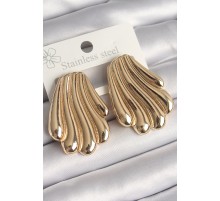 Pirinç Gold Renk İşlemeli İstirdye Model Kadın Küpe TJ-BKP10262
