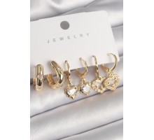 Pirinç Gold Renk Sallantı Zirkon Taşlı Kalp Model Kadın Küpe - TJ-BKP10282