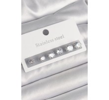 316L Çelik Gümüş Renk Zirkon Taşlı Kadın Küpe Seti - TJ-BKP10299