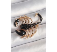 Pirinç Gold Renk Siyah Akrep Model Kadın Broş - TJ-BR421