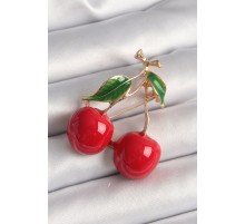 Pirinç Gold Renk Kiraz Model Kadın Broş - TJ-BR425