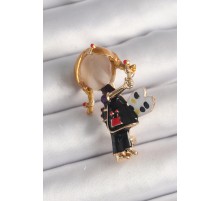 Pirinç Gold Renk Ressam Kız Model Kadın Broş - TJ-BR427