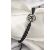 Pirinç Füme Renk Zirkon Taşlı Nazar Boncuk İşleme Makrome Asansörlü Model Kadın Bileklik - TJ-BB6788