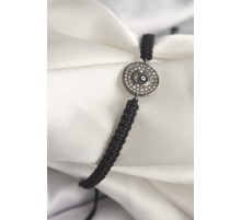 Pirinç Füme Renk Zirkon Taşlı Nazar Boncuk İşleme Makrome Asansörlü Model Kadın Bileklik - TJ-BB6788