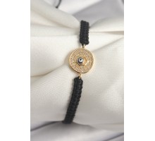 Pirinç Gold Renk Zirkon Taşlı Nazar Boncuk İşleme Makrome Asansörlü Model Kadın Bileklik - TJ-BB6789