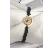 Pirinç Gold Renk Zirkon Taşlı Nazar Boncuk İşleme Makrome Asansörlü Model Kadın Bileklik - TJ-BB6789