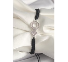 Pirinç Gümüş Renk Zirkon Taşlı Mars Figür Asansörlü Makrome Model Kadın Bileklik - TJ-BB6795