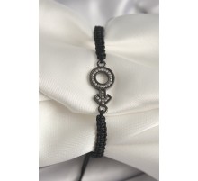 Pirinç Füme Renk Zirkon Taşlı Venüs Mars Asansörlü Makrome Model Kadın Bileklik - TJ-BB6796