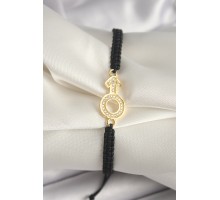 Pirinç Gold Renk Zirkon Taşlı Mars Figür Asansörlü Makrome Model Kadın Bileklik - TJ-BB6798