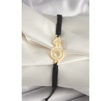 Pirinç Gold Renk Zirkon Taşlı Mars Figür Asansörlü Makrome Model Kadın Bileklik - TJ-BB6798