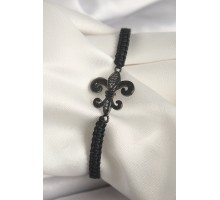 Pirinç Siyah Renk Zirkon Taş İşlemeli Zambak Figür Asansörlü Makrome Model Kadın Bileklik - TJ-BB6805