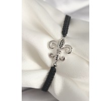 Pirinç Gümüş Renk Zirkon Taş İşlemeli Zambak Model Asansörlü Makrome Model Kadın Bileklik - TJ-BB6806