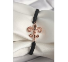 Pirinç Rose Renk Zirkon Taş İşlemeli Zambak Figür Asansörlü Makrome Model Kadın Bileklik - TJ-BB6808