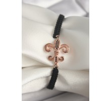 Pirinç Rose Renk Zirkon Taş İşlemeli Zambak Figür Asansörlü Makrome Model Kadın Bileklik - TJ-BB6808