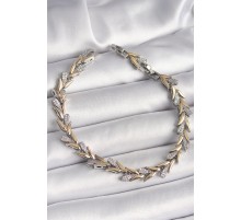 Pirinç Gold Renk Mix Renk Zirkon Taşlı Yaprak Model VIP Seri Kadın Bileklik - TJ-BB6810