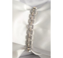 Pirinç Mix Renk Zirkon Taşlı Zincir Model VIP Seri Kadın Bileklik - TJ-BB6811