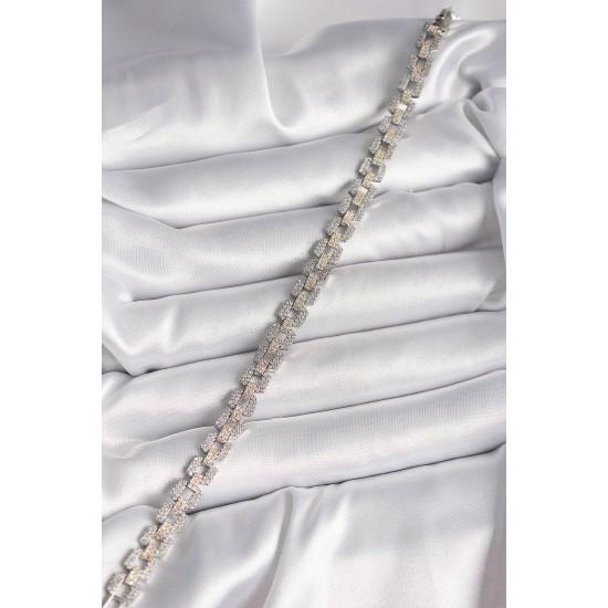 Pirinç Mix Renk Zirkon Taşlı Zincir Model VIP Seri Kadın Bileklik - TJ-BB6811