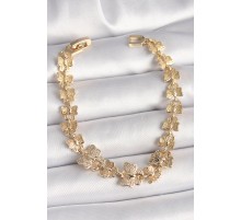 Pirinç Gold Renk Zirkon Taşlı Kelebek Model Zincir Kadın Bileklik - TJ-BB6834