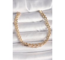 Pirinç Gold Renk Zirkon Taşlı Ok Model Kadın Bileklik - TJ-BB6851