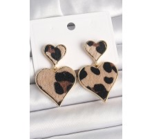 Pirinç Gold Renk Sallantı Leopar Kalp Model Kadın Küpe - TJ-BKP10337