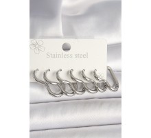 316L Çelik Gümüş Renk Kalp Model Kadın Küpe Seti - TJ-BKP10355