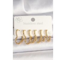 316L Çelik Gold Renk Kalp Model Kadın Küpe Seti - TJ-BKP10356