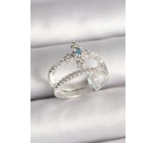 Pirinç Gümüş Renk Zirkon Taşlı Ayarlanabilir Model Kadın Yüzük - TJ-BYK3680