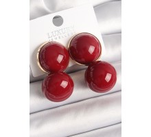 Pirinç Gold Renk Kırmızı Boncuk Model Kadın Küpe - TJ-BKP10361