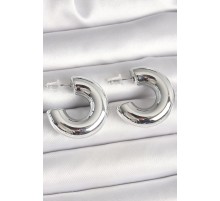 Pirinç Gümüş Renk Yarım Halka Model CCB Kadın Küpe - TJ-BKP10374