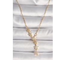 316L Çelik Gold Renk Zincir Zirkon Taşlı Yıldız Model Kadın Kolye - TJ-BKO9903