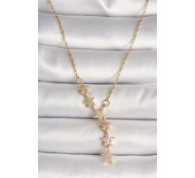 316L Çelik Gold Renk Zincir Zirkon Taşlı Yıldız Model Kadın Kolye - TJ-BKO9903