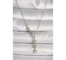 316L Çelik Gümüş Renk Zincir Zirkon Taşlı Yıldız Model Kadın Kolye - TJ-BKO9904