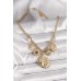 316L Çelik Gold Renk Ay Güneş Figür Deniz Kabuğu Detay Kadın Kolye - TJ-BKO9913
